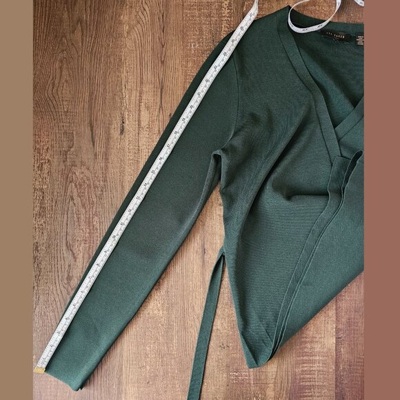 Ted Baker Gworji Long Sleeve Knit Wrap Top Blouse, Size 2, Emerald - Picture 6 of 14